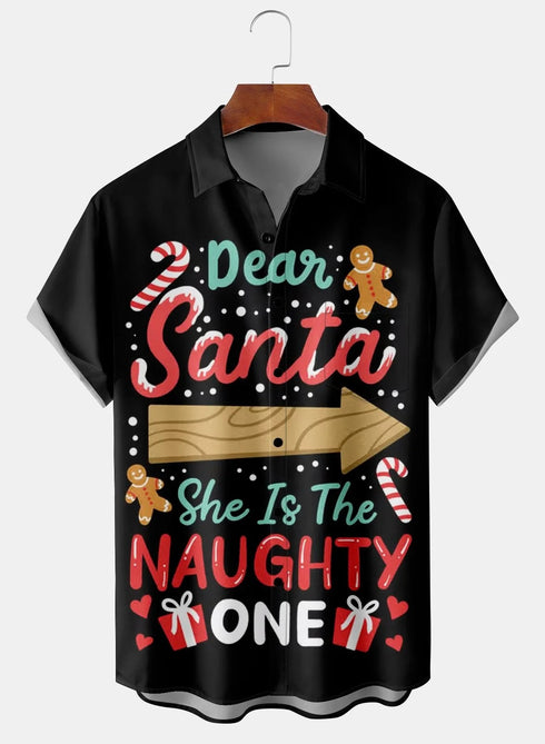 Men's Christmas Funny Graphic Short Sleeve Hawaiian Shirt